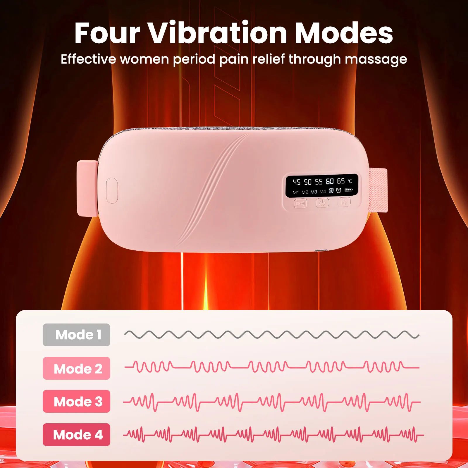 SmartHeat Pro Waist Massager Belt – Rechargeable Menstrual Heating Pad with 5 Modes & Vibration Relief
