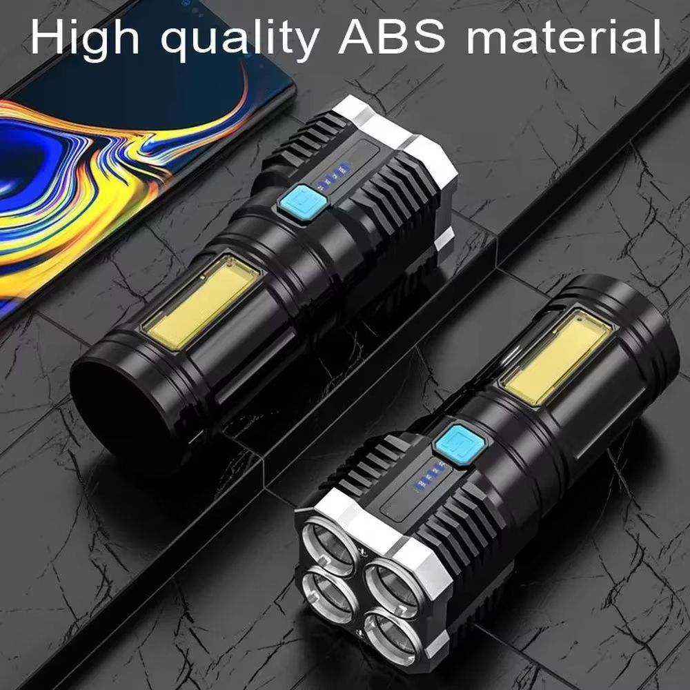 High Power Rechargeable LED Flashlight With COB Side Light and Lantern