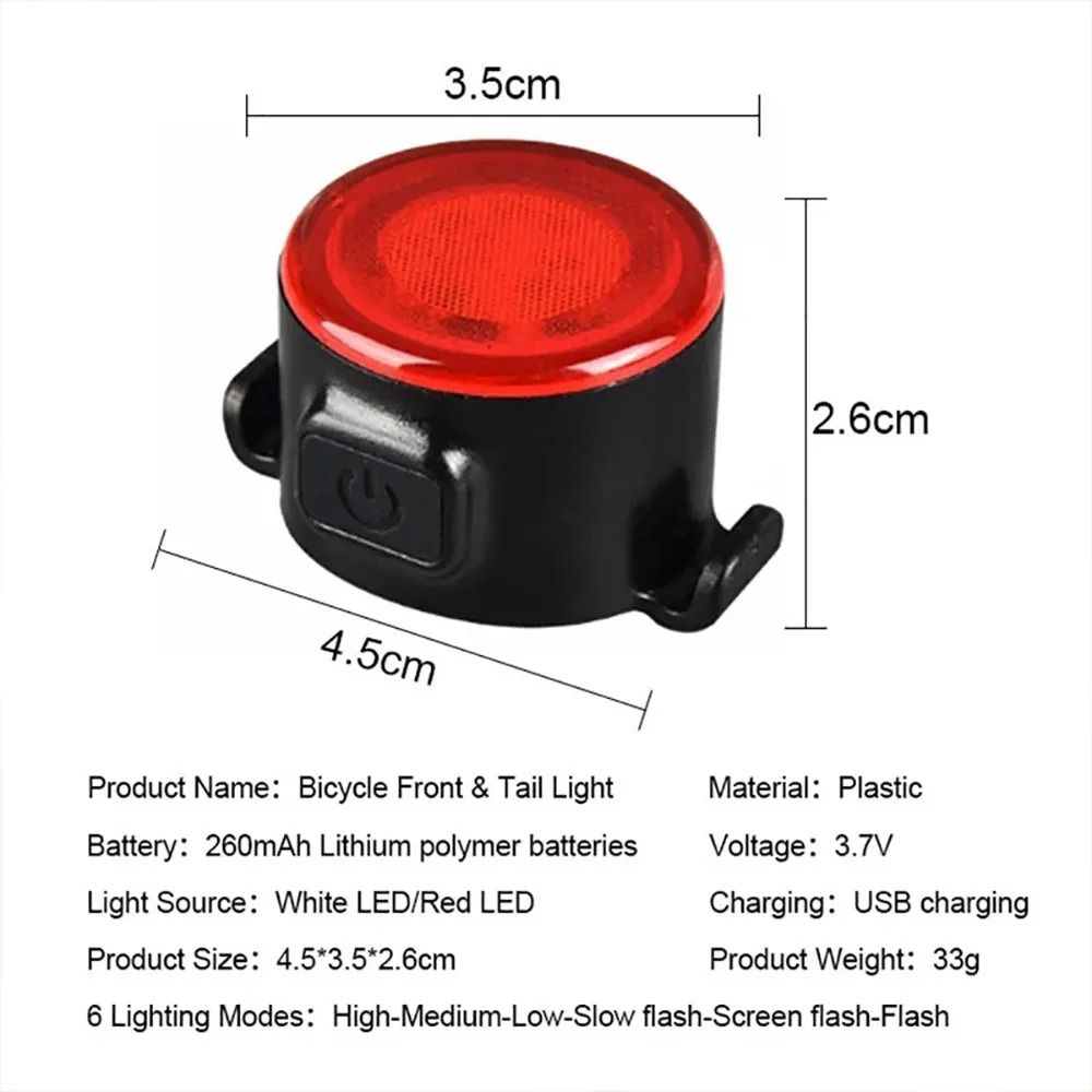 Increase your visibility and safety during night rides with this rechargeable bike light set featuring both front and re