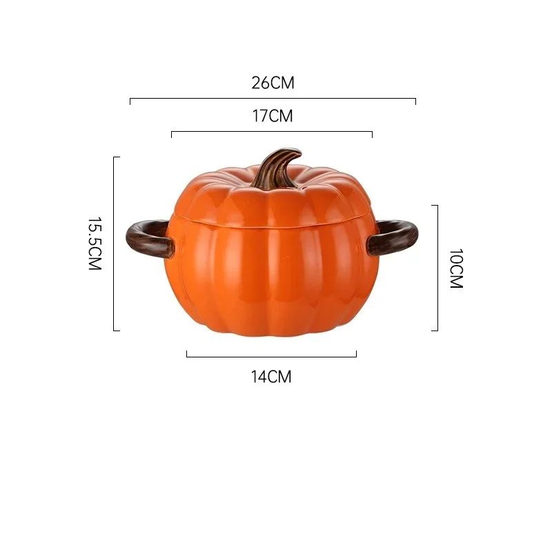 Ceramic Pumpkin Soup Pot with Lid – Creative Halloween Soup & Noodle Bowl