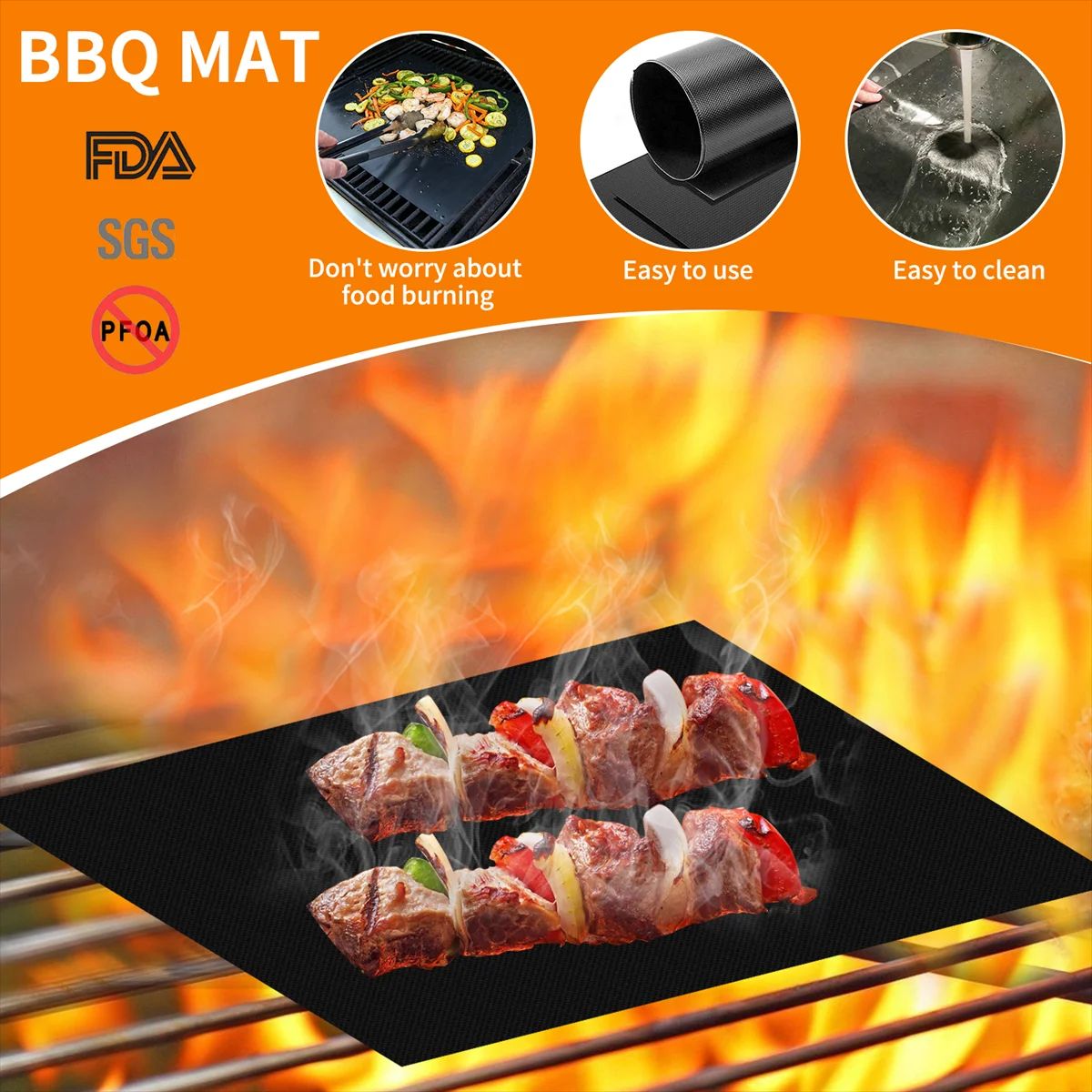 Stainless Steel Rolling BBQ Grill Basket for Vegetables, Meat & Seafood