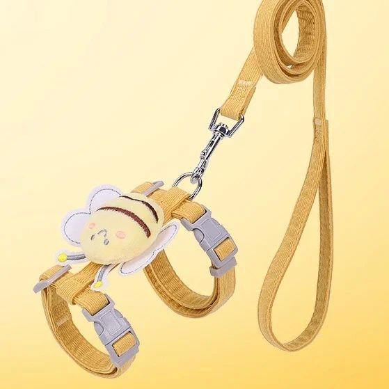 Cartoon Bee Cat Harness Leash Set