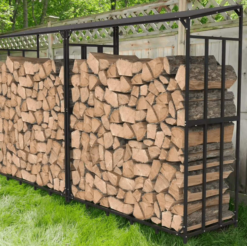 Extra Large Tall Outdoor Firewood Rack with Waterproof Cover – Heavy Duty Strong Stand for Garden and Fireplace