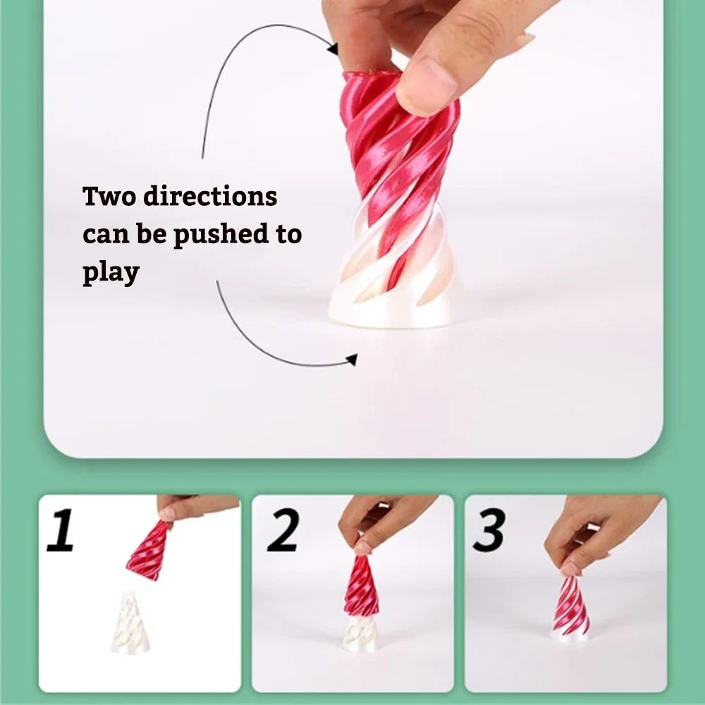 Mini 3D Printed Spiral Cone & Impossible Pyramid Toy, Pass Through Pyramid Sculpture with Vortex Thread Illusion