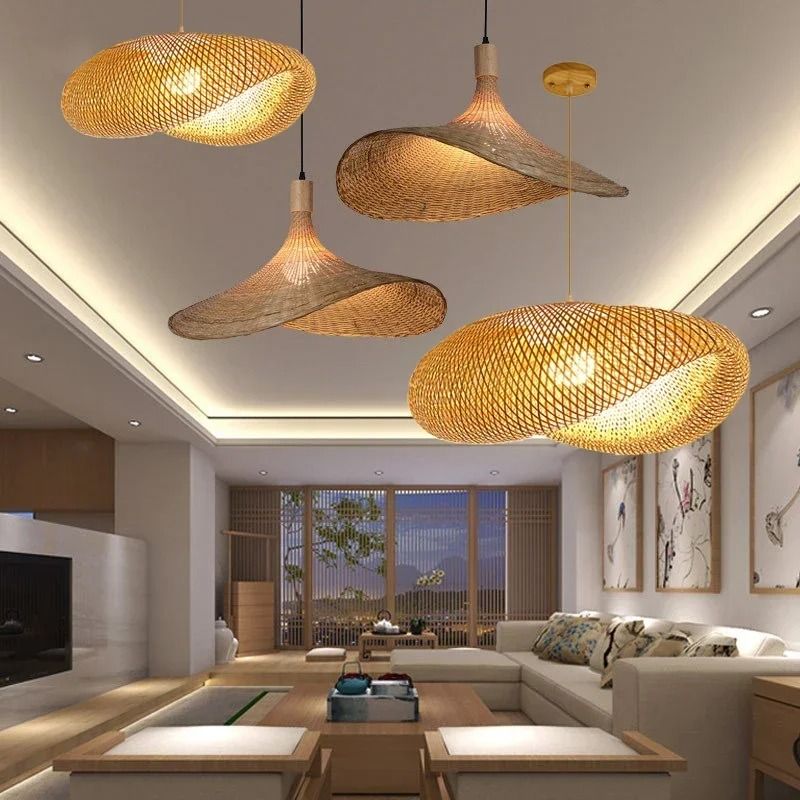 Rattan Wicker Bamboo Pendant Ceiling Lamp