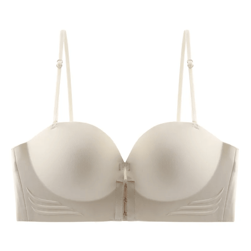 Seamless Strapless Push Up Bra with Front Closure