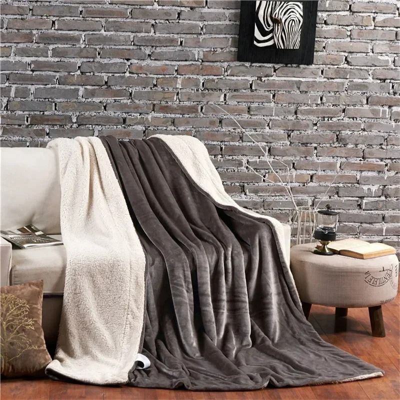 Wool Throw Blanket Keep Warm Winter Bed Blankets Double Sided Queen Duvet