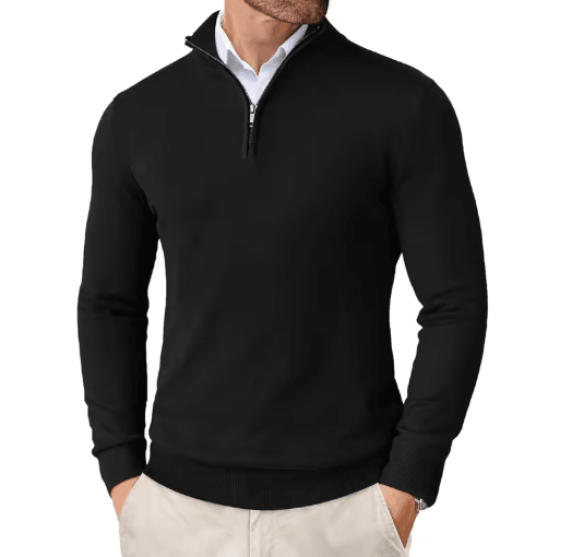 Mens Quarter Zip Knit Sweater Slim Fit Lightweight Mock Neck Pullover