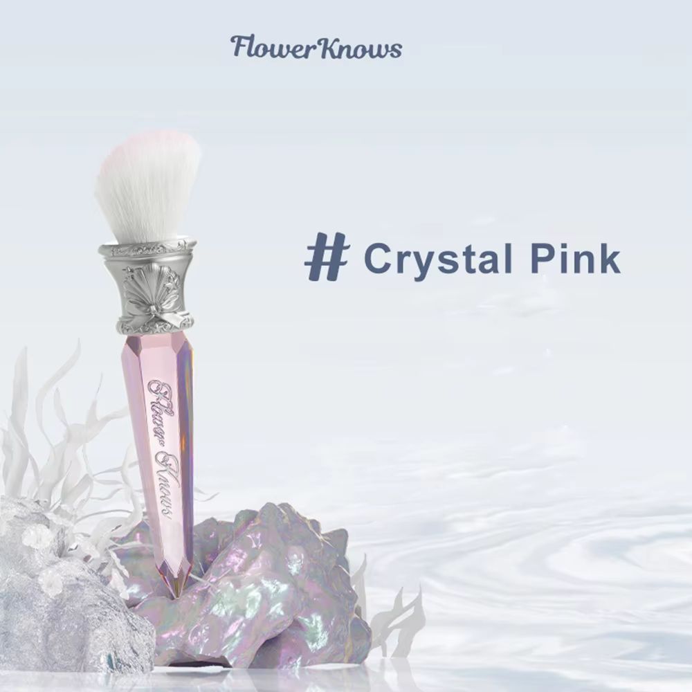Flower Knows Shell's Jewel Angled Blush Brush Crystal Handle Contour & Highlight Makeup Brush Vegan Cruelty Free Beauty