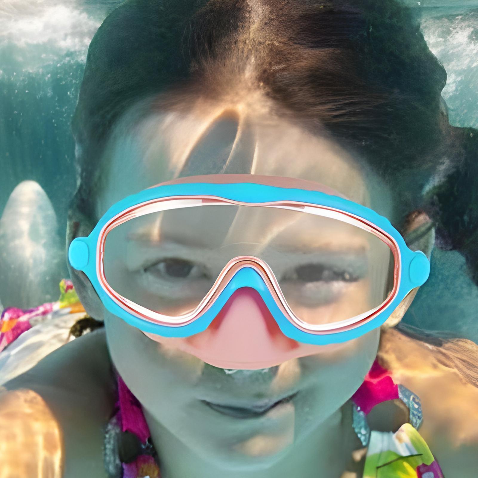 Kids Swim Goggles with Nose Cover Anti Fog Leak Proof Wide View Swim Mask