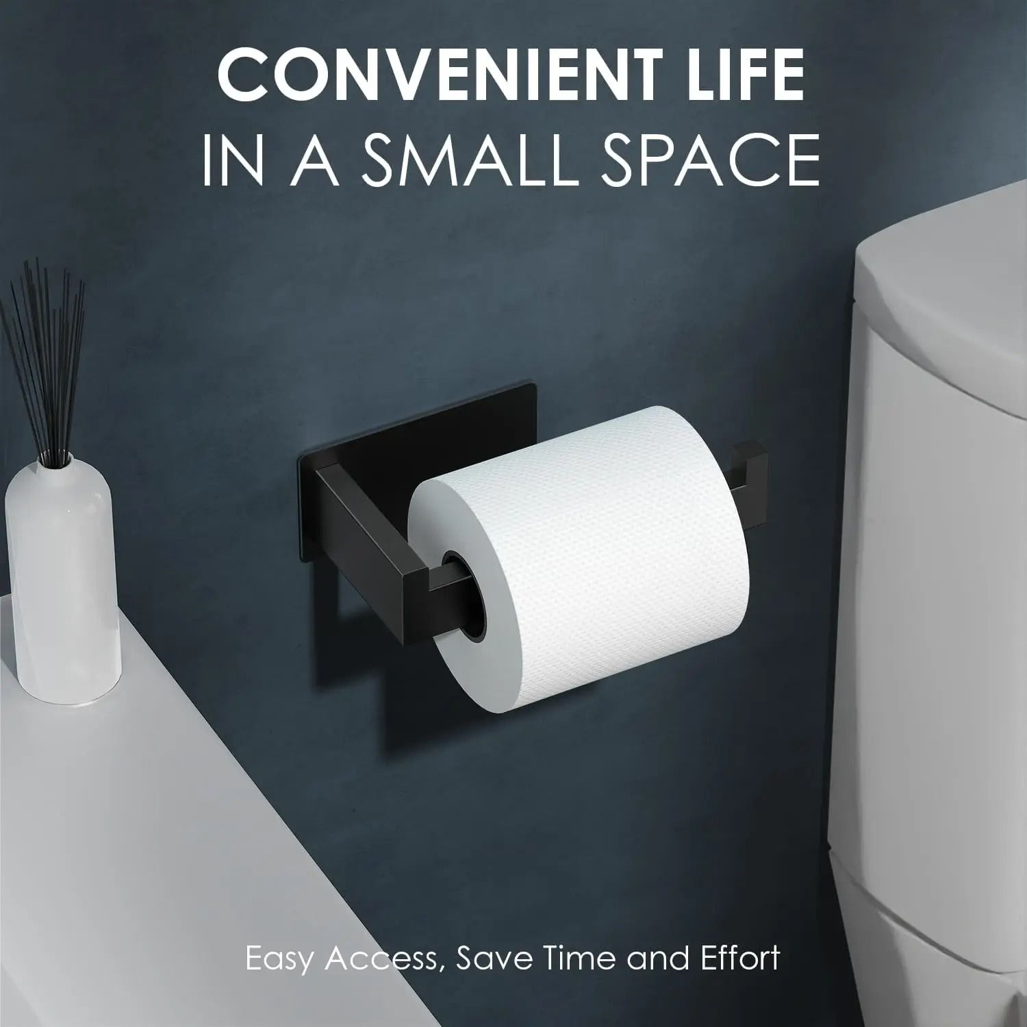 Adhesive Stainless Steel Toilet Paper Holder – Modern Waterproof Tissue Hanger