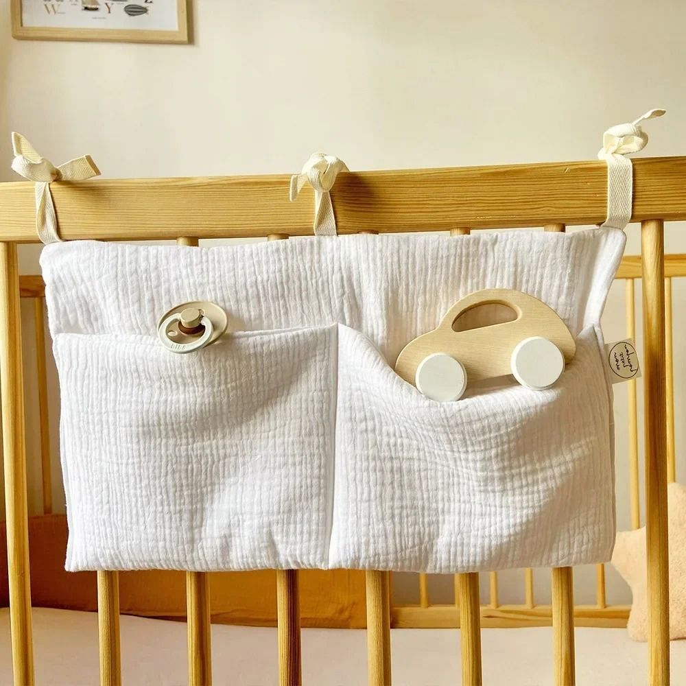 Cotton Double Pouch Baby Crib Storage Bag