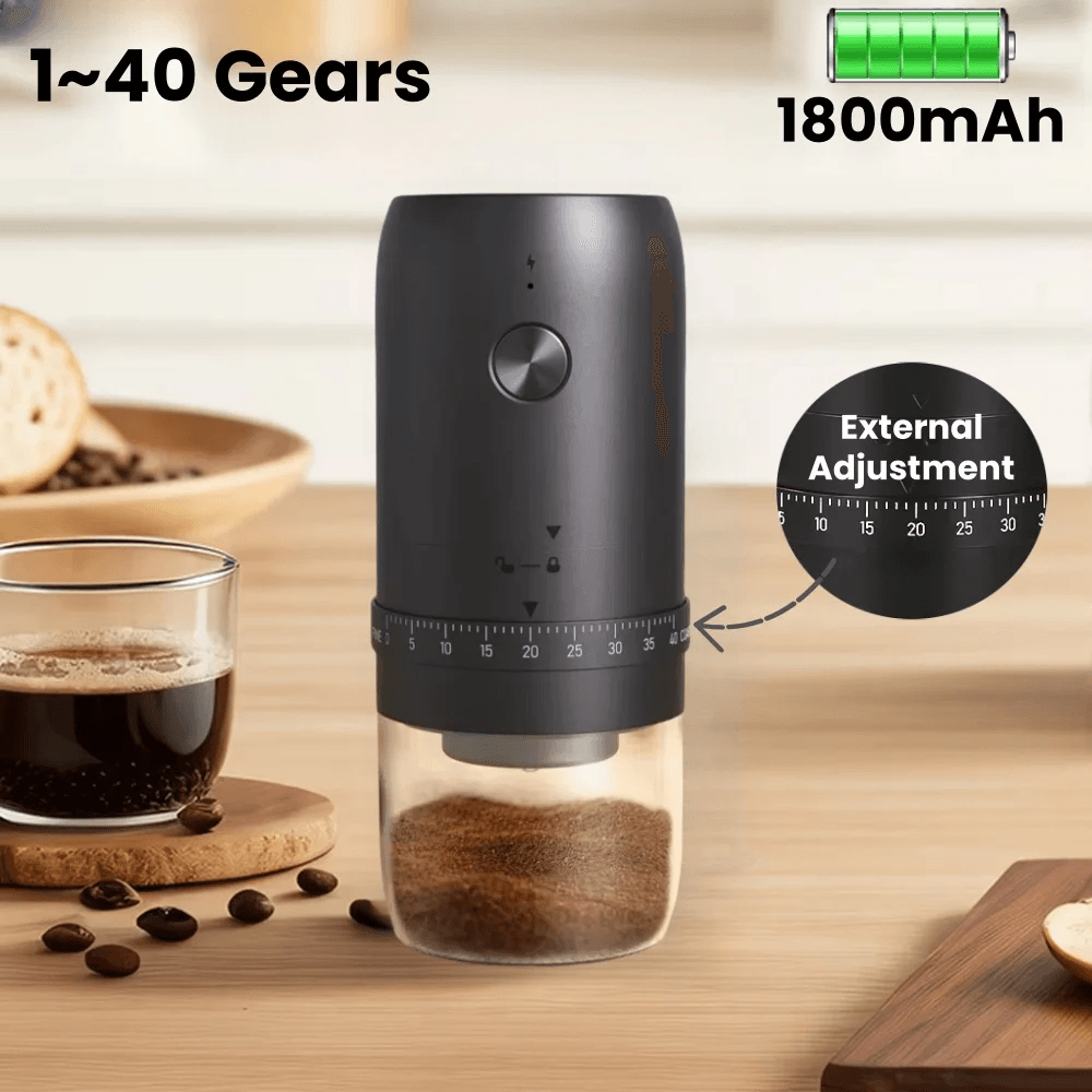 Portable Rechargeable Coffee Bean Grinder with 40 Grinding Settings