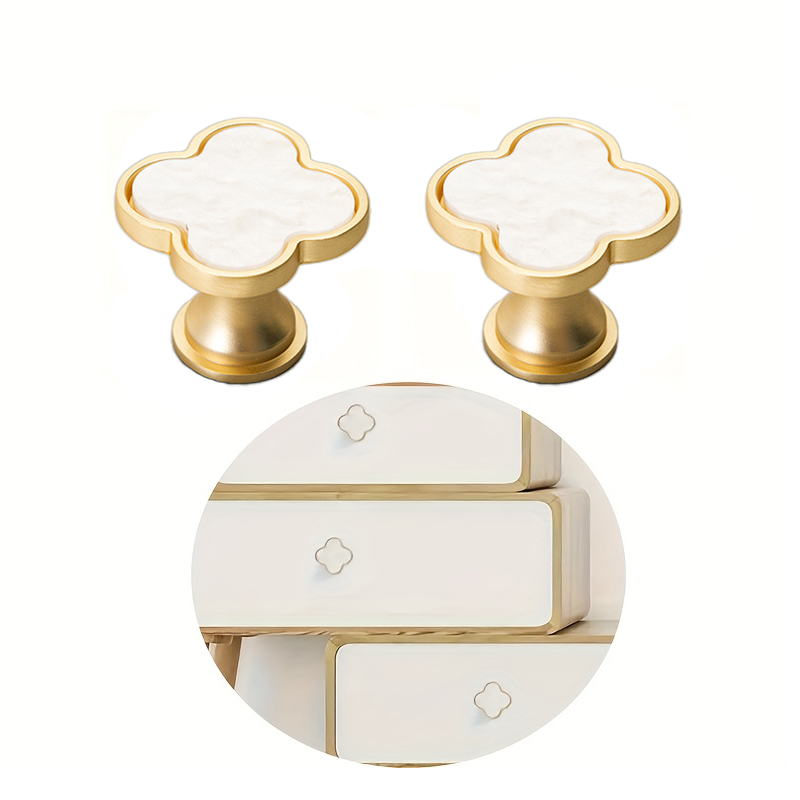 Golden Leaf Clover Cabinet Handles Luxury Gold Cabinet Handles for Drawers and Vanity