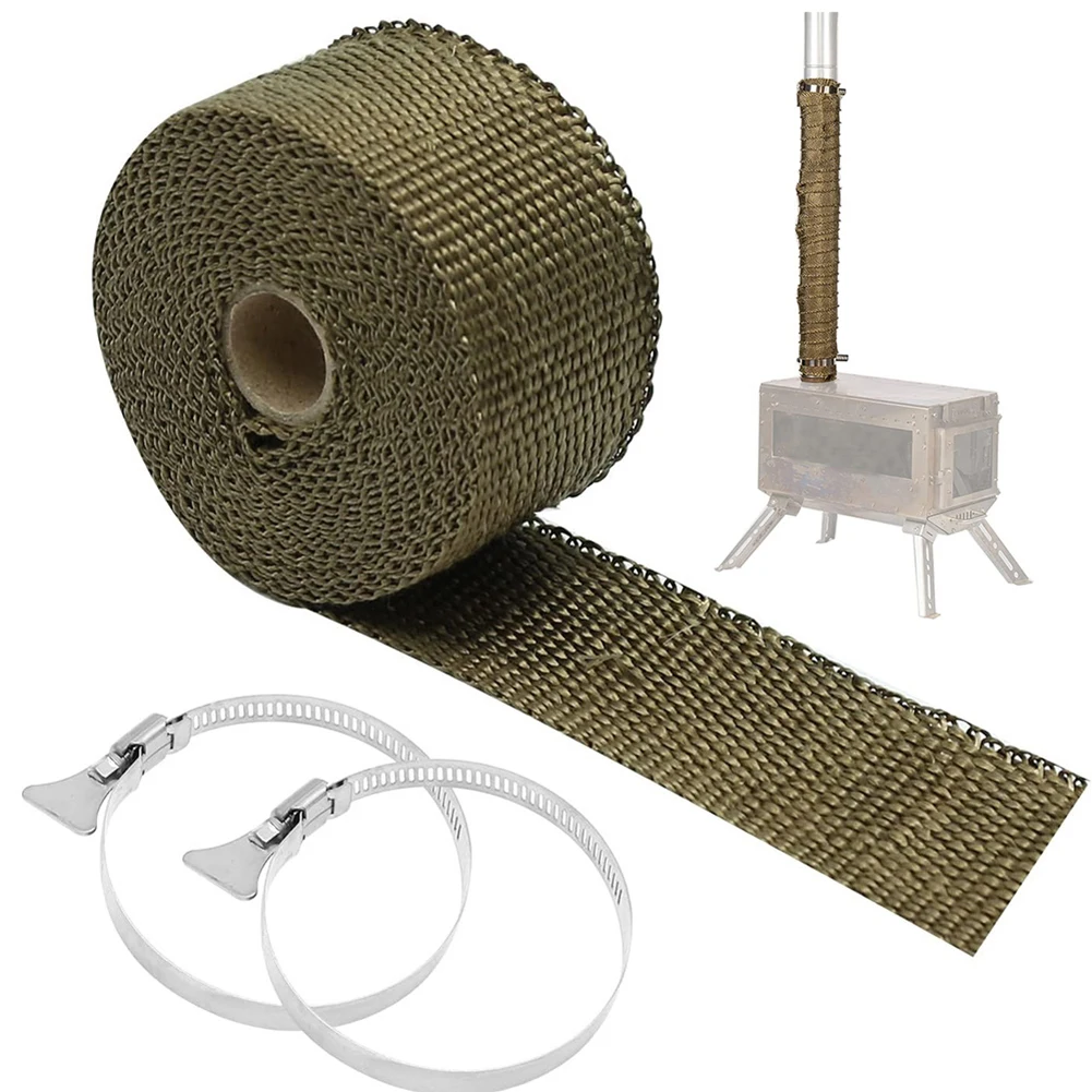 Fireproof Tent Stove Chimney Wrap with Adjustable Clamps Heat Resistant Stove Pipe Insulation