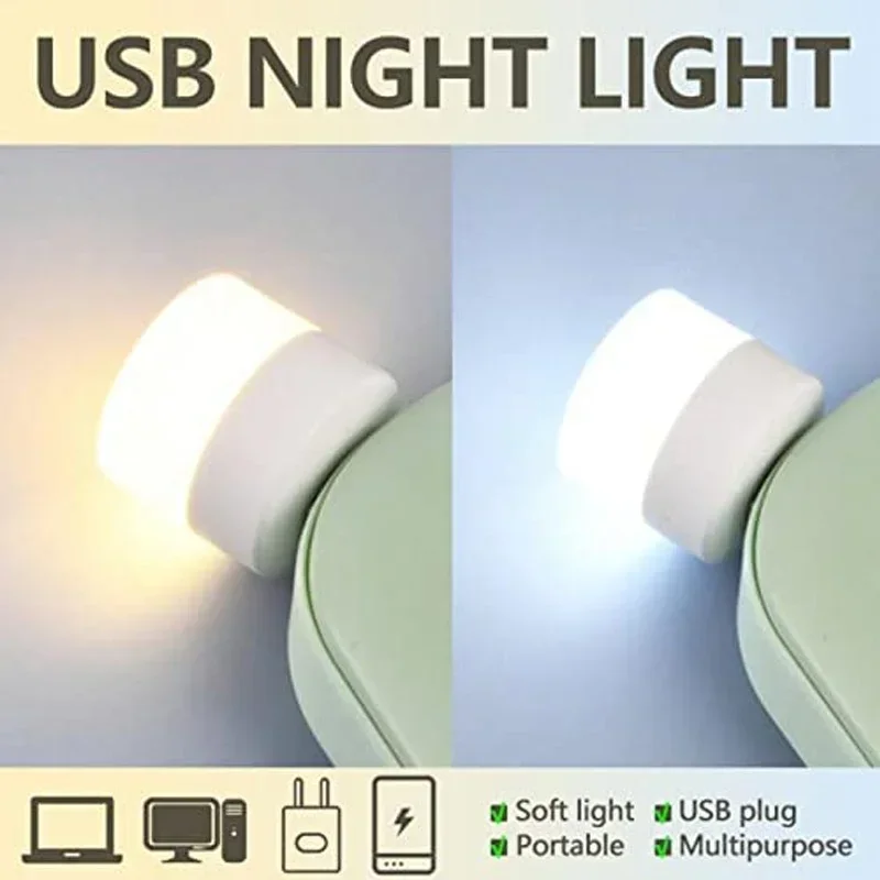 LED Mini USB Night Light Warm White Eye Protection Book Reading Lamp USB Plug Computer Mobile Power Charger