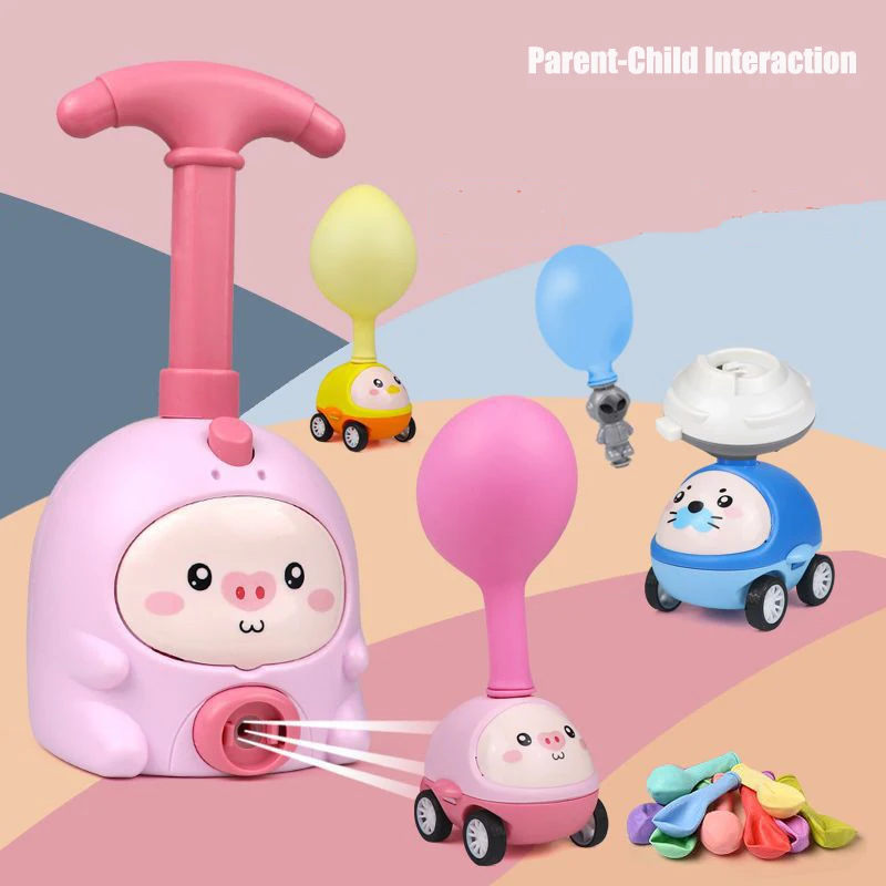 Educational Inertial Air Power Balloon Car Tower, Kids Rocket Balloon Launcher Toys for Children