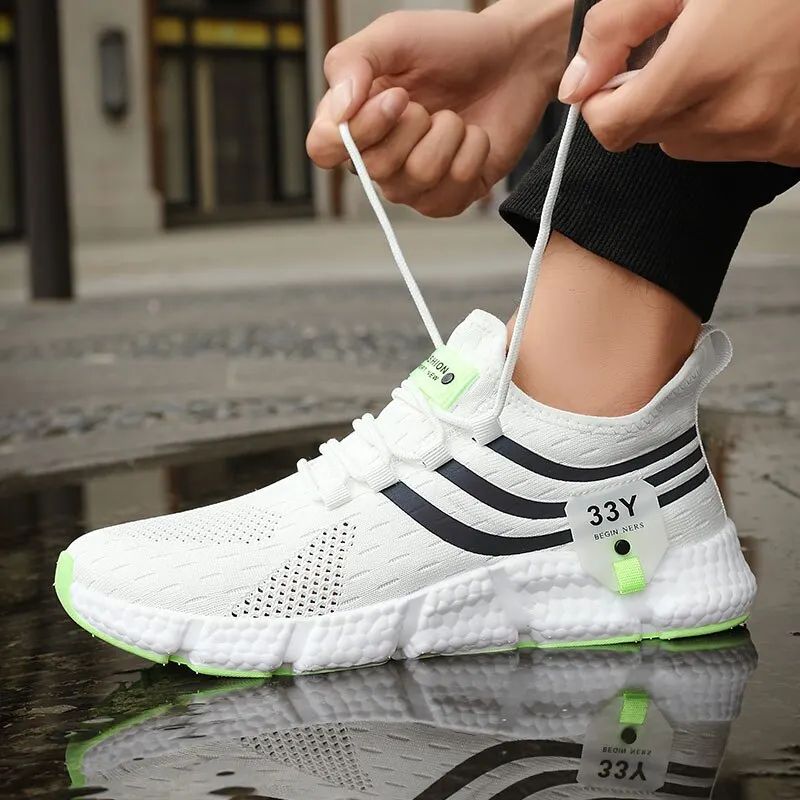 Mens Breathable Mesh Sneakers - Lightweight Walking & Running Shoes with Rubber Grip