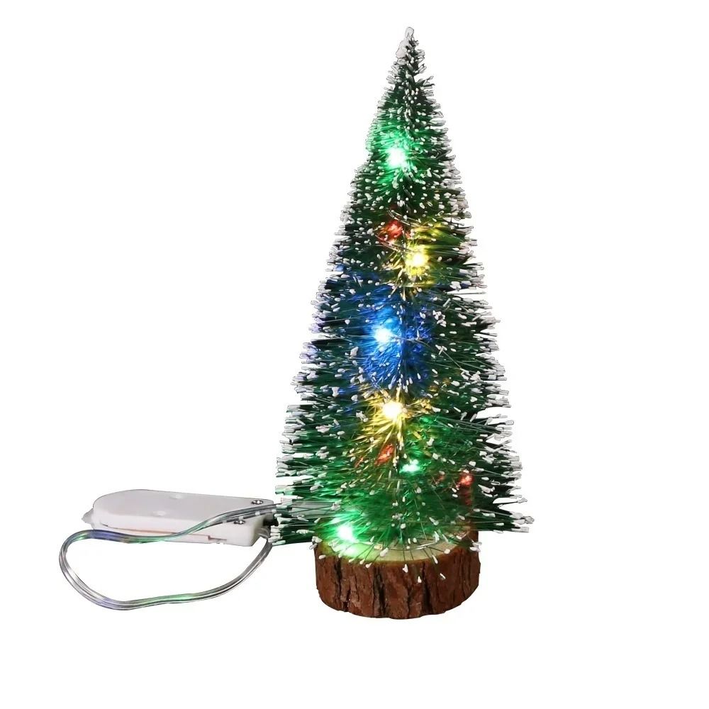 Mini LED Christmas Tree Tabletop Decoration with Snow Frost for Holiday Home Display