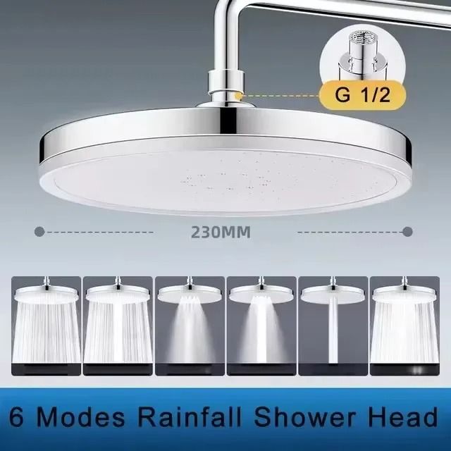 Large Rainfall Shower Head 6 Mode High Pressure Bathroom Faucet