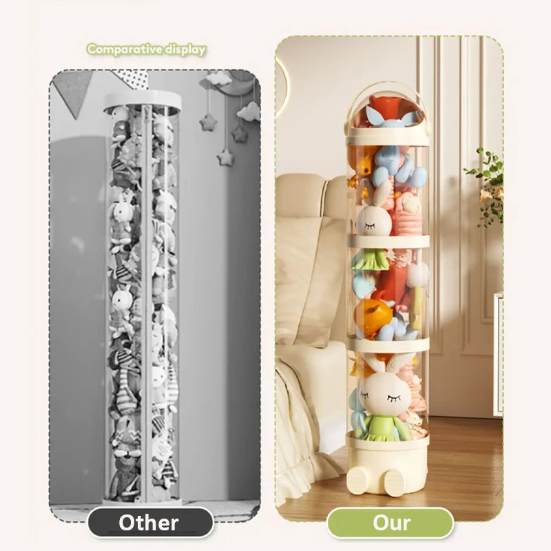 Organization Plush Toy, Doll Storage Box, Storage Tube Transparent, Plastic Toy Organizer