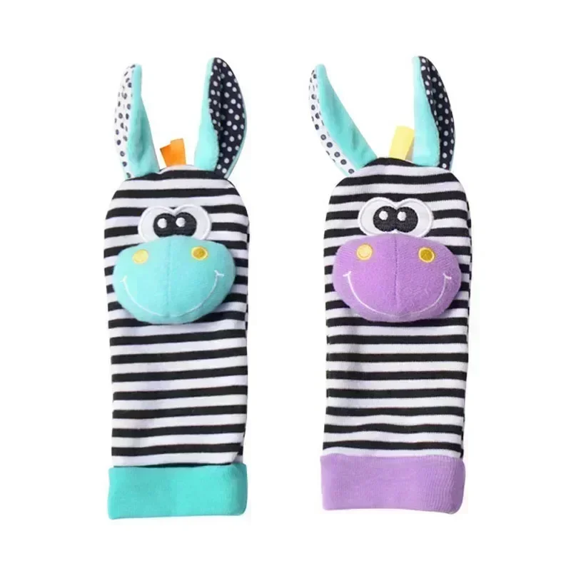 Toddler Socks with Bug Wrist Strap + Rattle Baby Animal Foot Socks Pacifier Toys