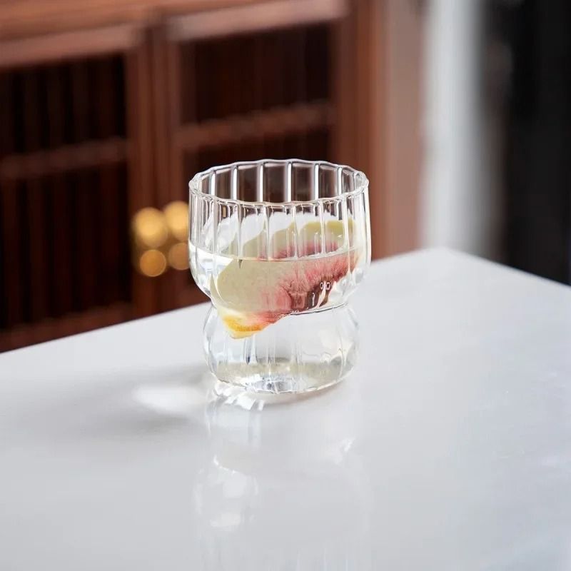 Ribbed Aesthetic Glass Coffee Cup