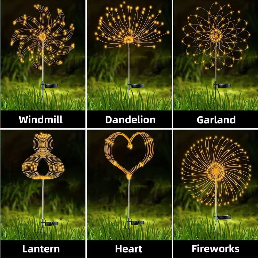 Solar Firework Garden Lights LED Outdoor Decoration Waterproof Lawn Lamp