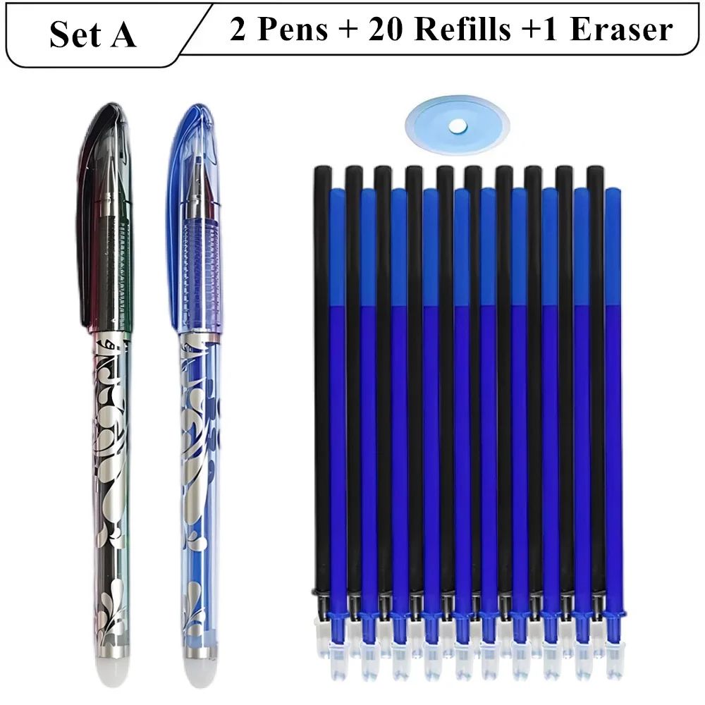 PrecisionWrite 0.5mm Erasable Gel Pens Set with 20 Refills & Eraser – Smooth Writing Refillable Stationery Kit