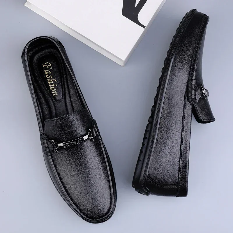 New Casual Men Slip-On Shoes, Luxury Leather Blue Loafers, Handmade Business Driving Flats