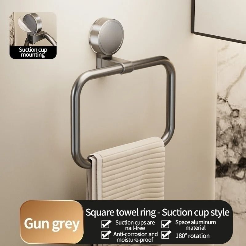 No Drill Suction Cup Towel Ring Wall Mount Hand Towel Holder