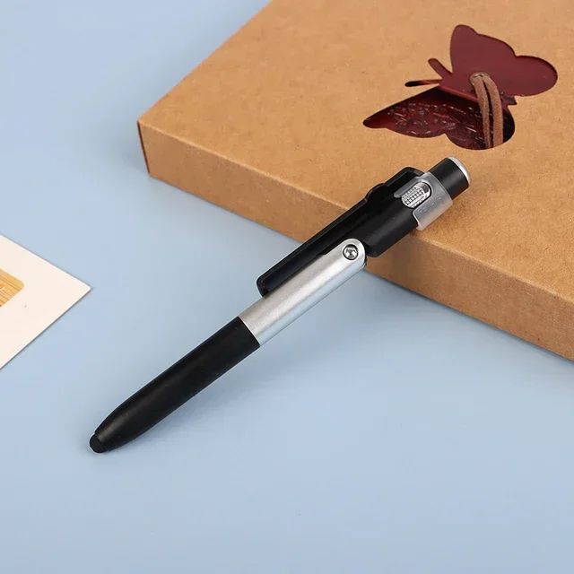 4-in-1 Multifunction Stylus Ballpoint Pen – Foldable Phone Holder, Flashlight & Touchscreen Pen