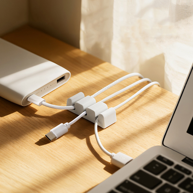 Silicone Desktop Cable Organizer & USB Line Winder for Home & Office