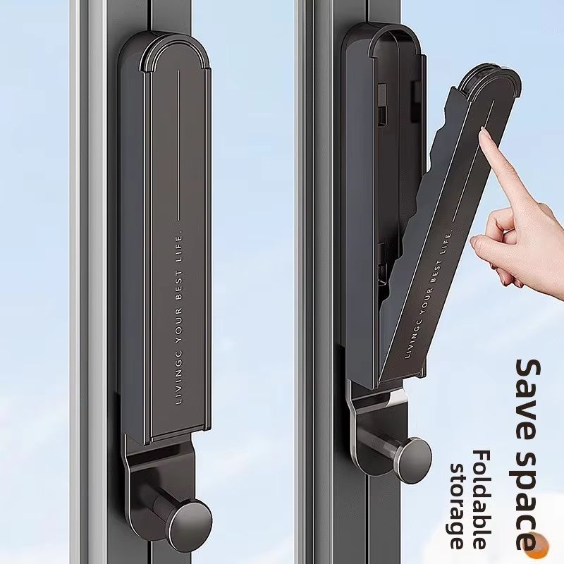 No Drilling Foldable Aerospace Aluminum Clothes Drying Rack for Balcony and Indoor Windows