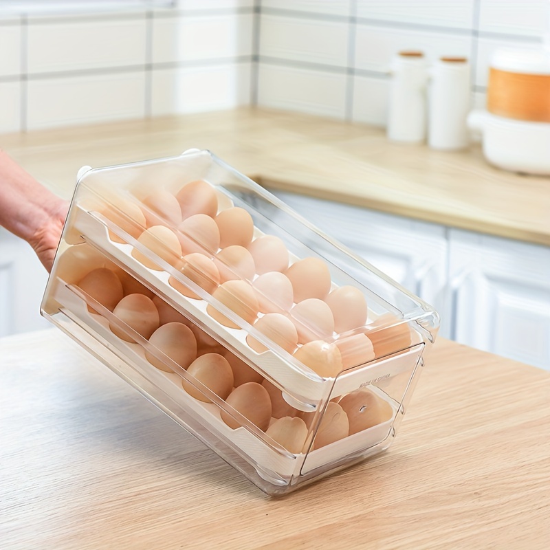 Plastic Layer Kitchen Egg Storage Box Refrigerator Organizer Rack Fresh Large Capacity Storage
