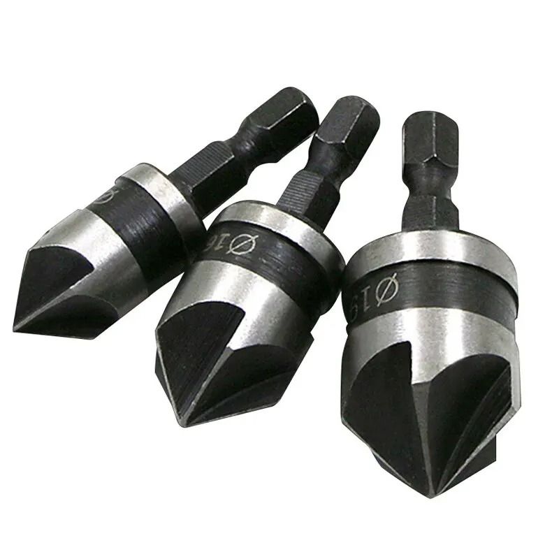 3 Piece Hexagonal Shank Countersink Drill Bit Set