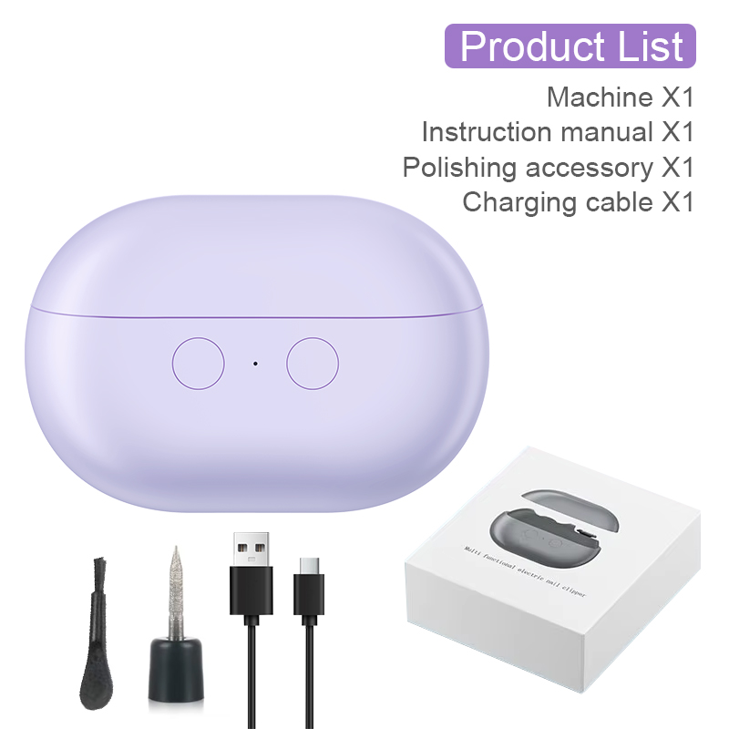 Rechargeable Electric Nail Clipper and Polisher with LED Light Dual Speed Automatic Nail Trimmer