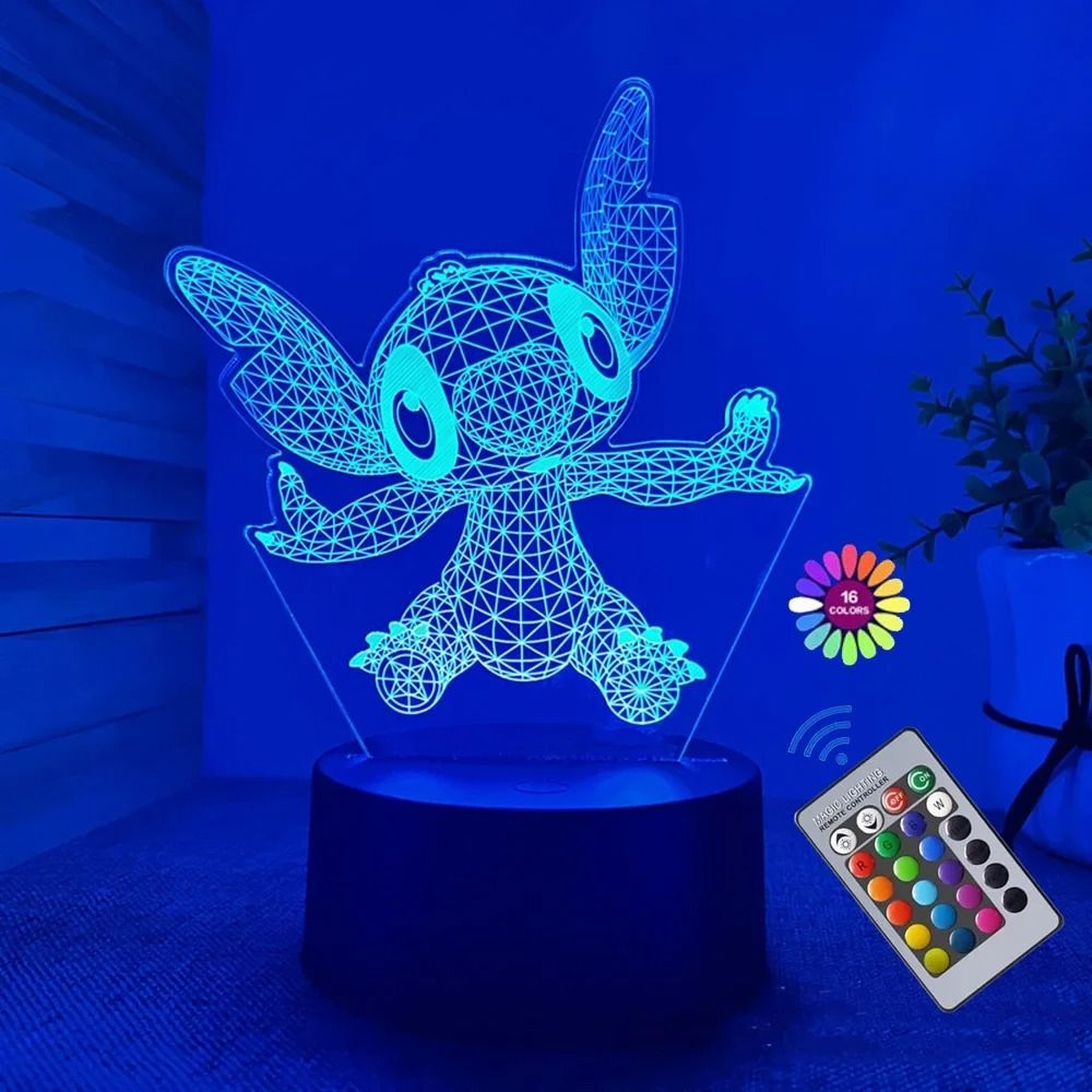 3D Illusion Stitch Night Light Remote Control Smart Touch LED Lamp