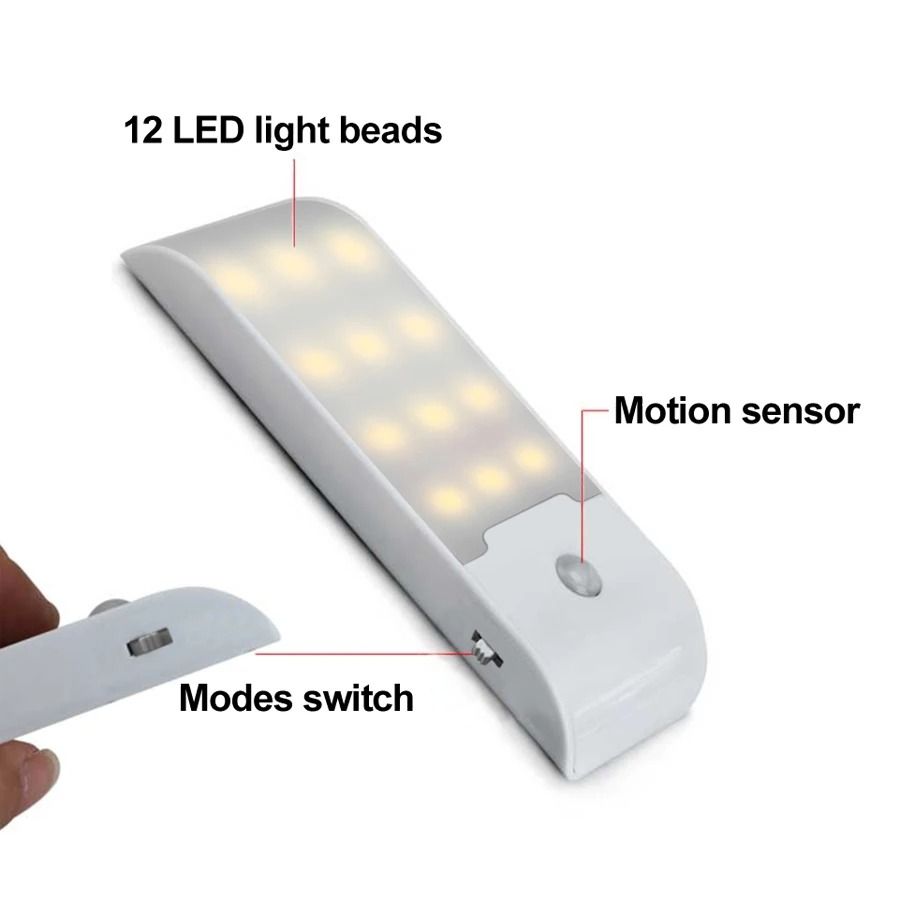Motion Sensor LED Night Light Wireless Rechargeable Cabinet Lamp