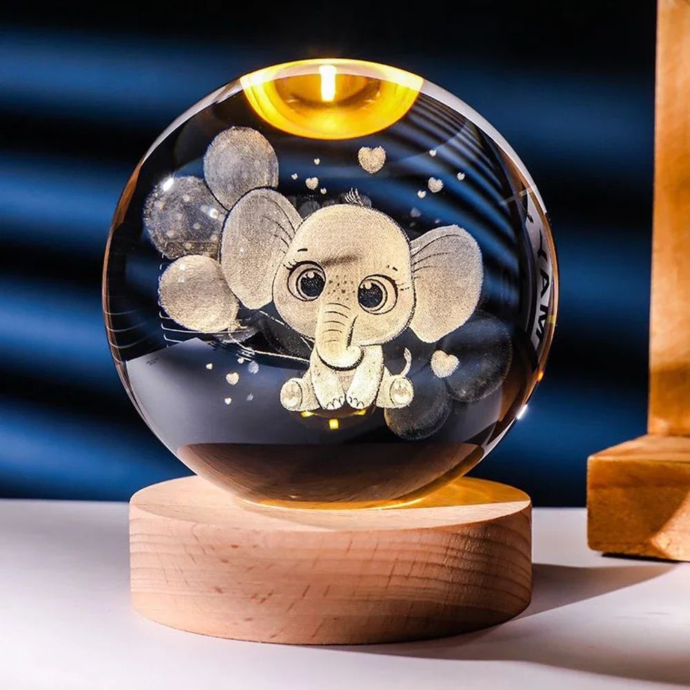 3D Crystal Ball Night Light, Stitch, Pokemon, Doraemon & Hello Kitty | Unique Gift for Fans