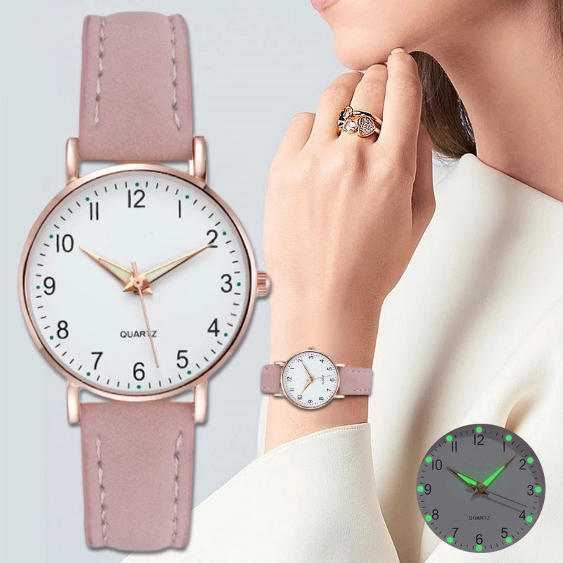 Luxury Leather Quartz Watch for Women Elegant Backlight Wristwatch for Ladies