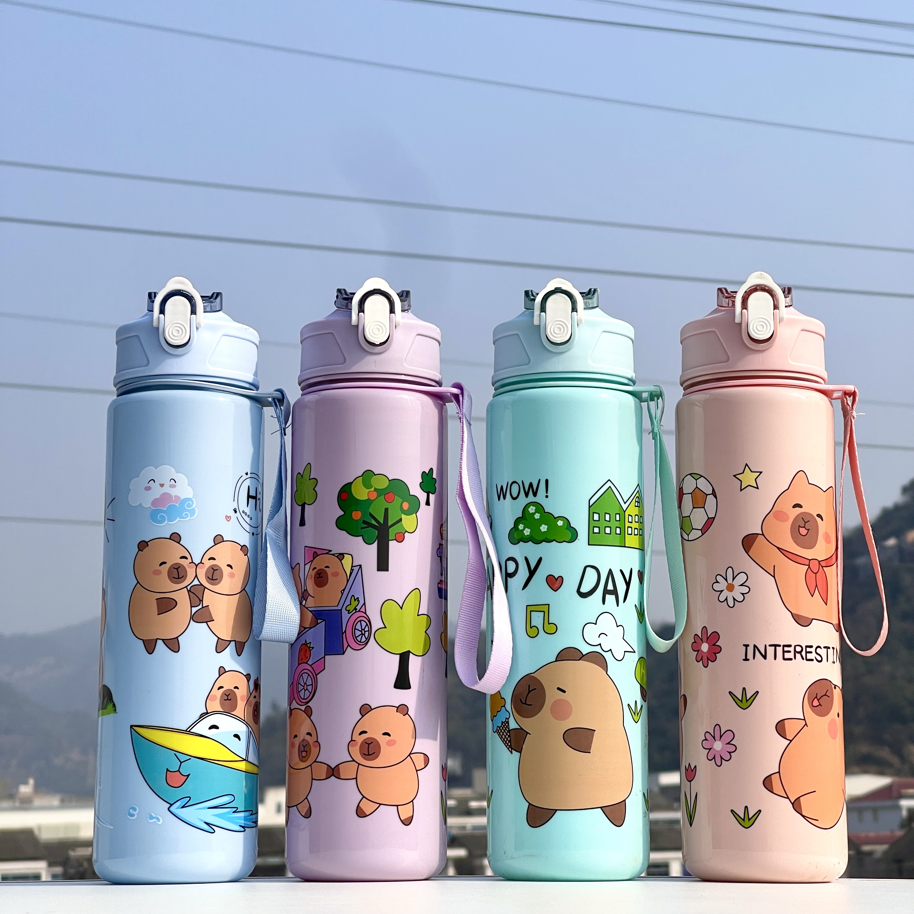 Cute Portable Straw Cup Large Capacity Water Bottle for Students and Girls