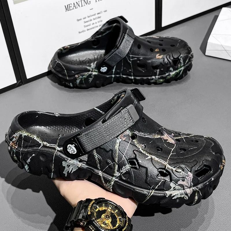 Men Garden Flat Sandals Comfortable Outdoor Platform Slip On Shoes