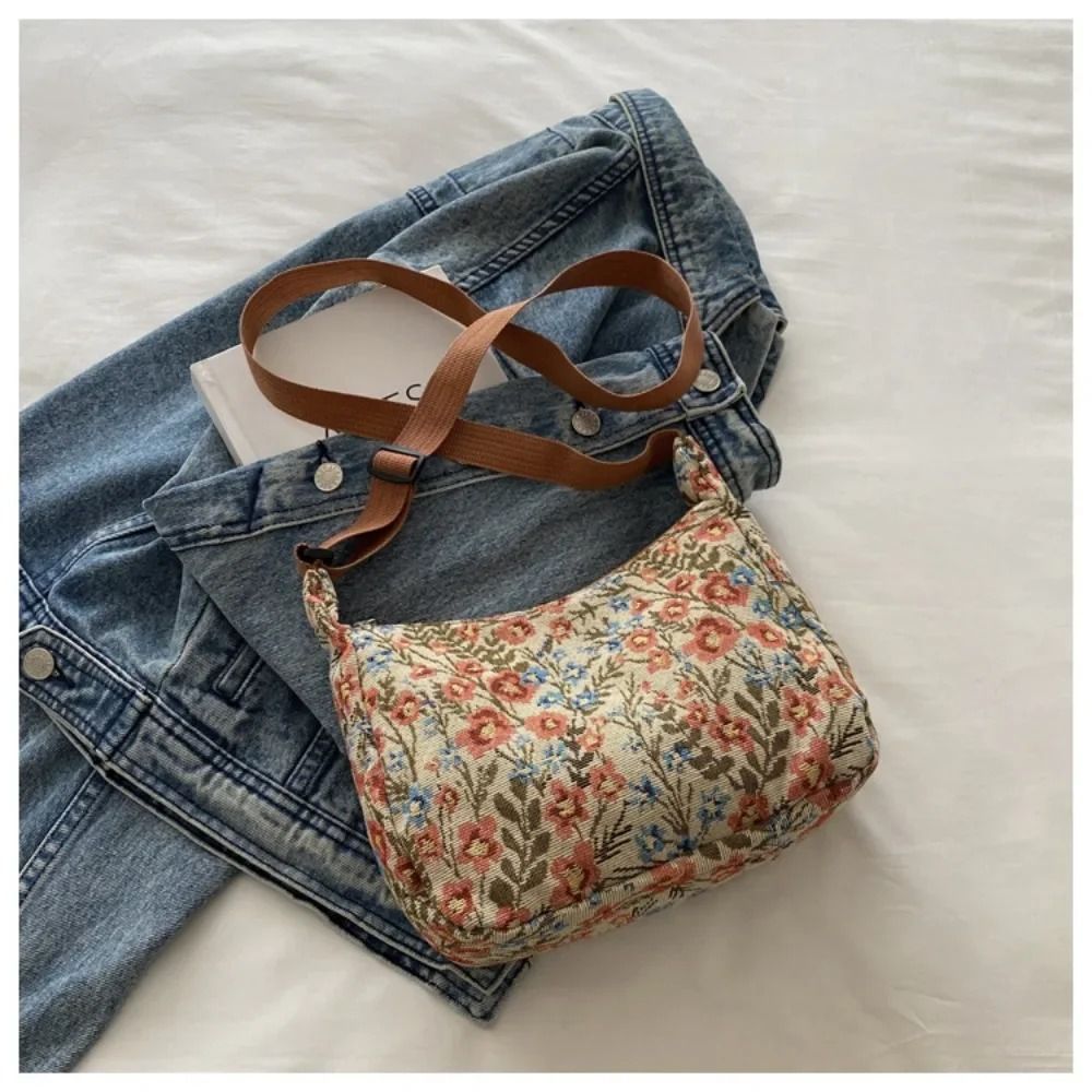 Vintage Half Moon Plush Crossbody Bag