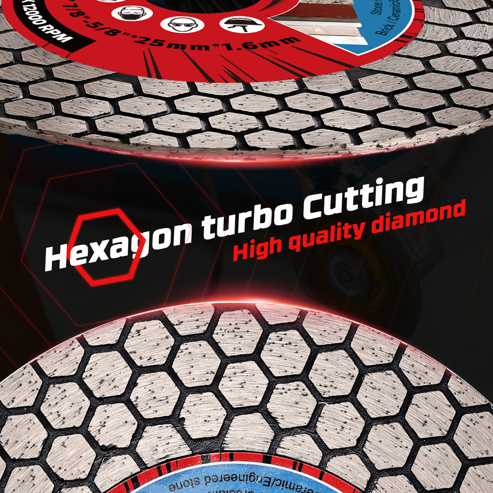 Professional Diamond Cutting Disc for Tile & Stone, D115mm/125mm Circular Saw Blade for Ceramic, Porcelain, Marble Grin