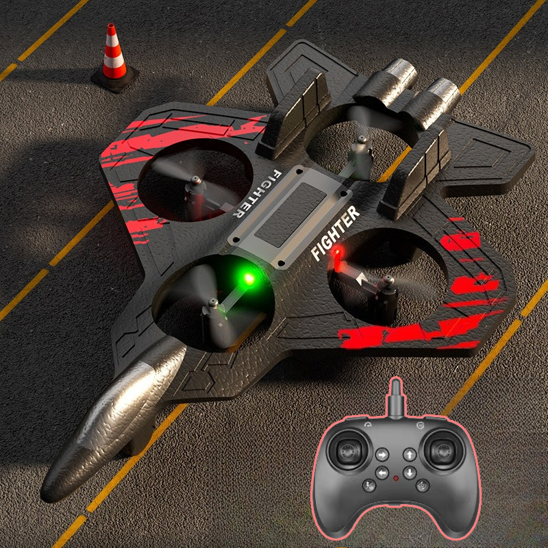Stunt Foam Fighter Airplane Toy Drone, Kids Flying Helicopter RC Hobby Jet Plane with Light