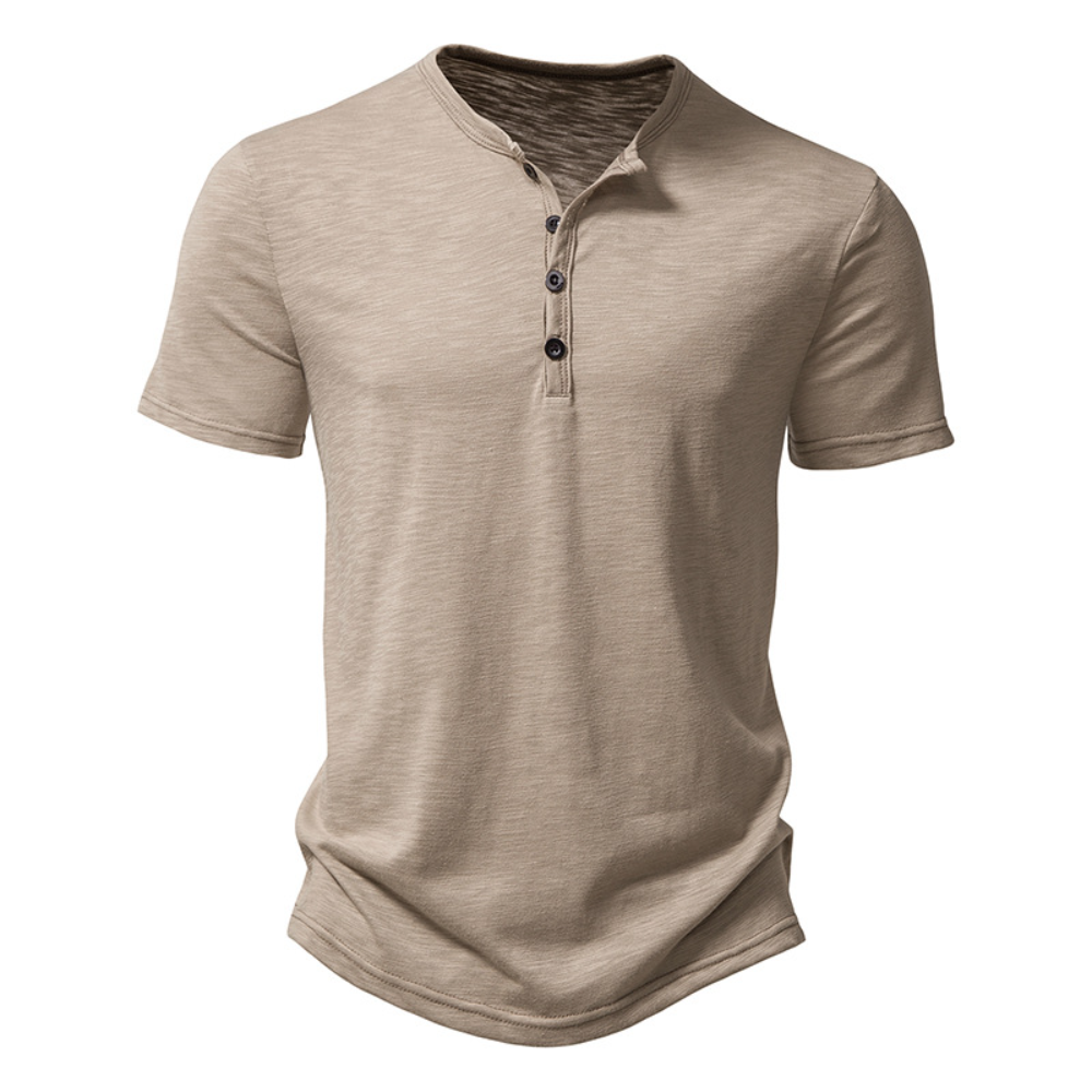 Summer Men Casual Henley Collar Solid Color Short Sleeve T Shirt for Men Polo Style High Quality Mens T Shirts
