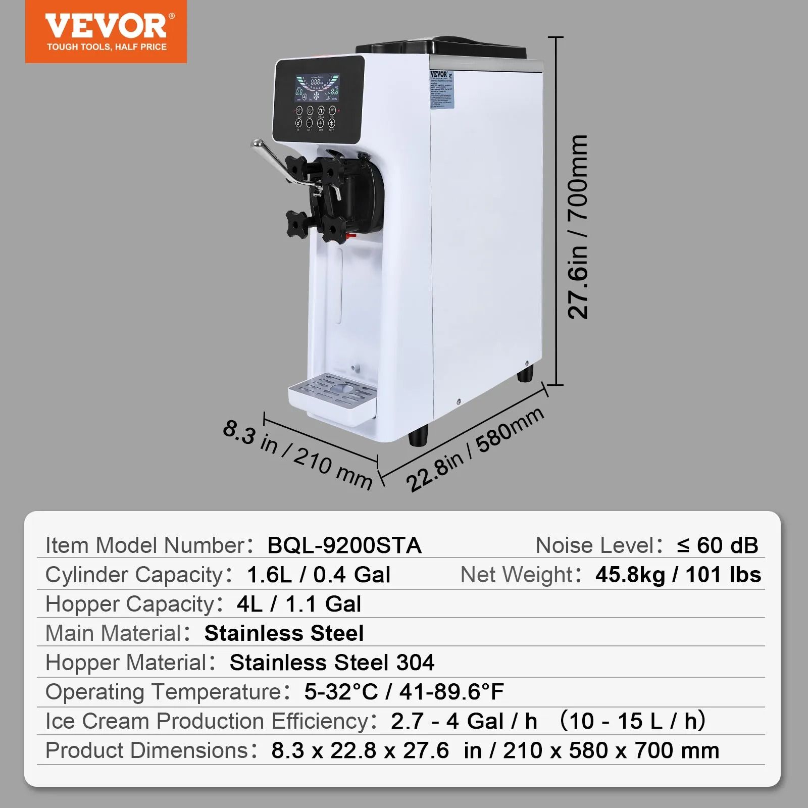 Commercial Soft Serve Ice Cream Machine with Touch Screen Auto Clean and Pre Cooling