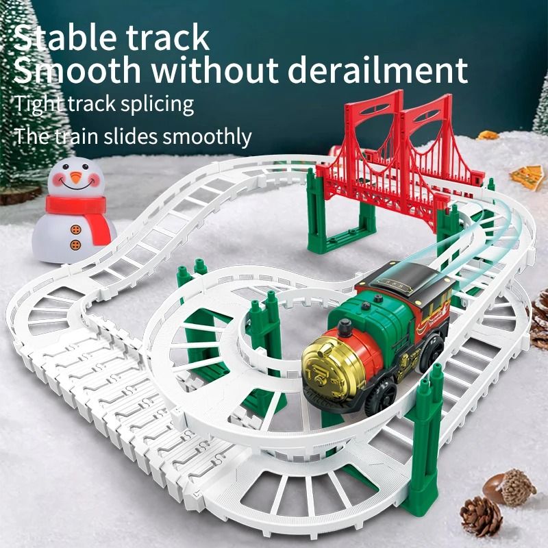 Christmas Electric Track Car Train Toy Kids Educational Racing Track Set