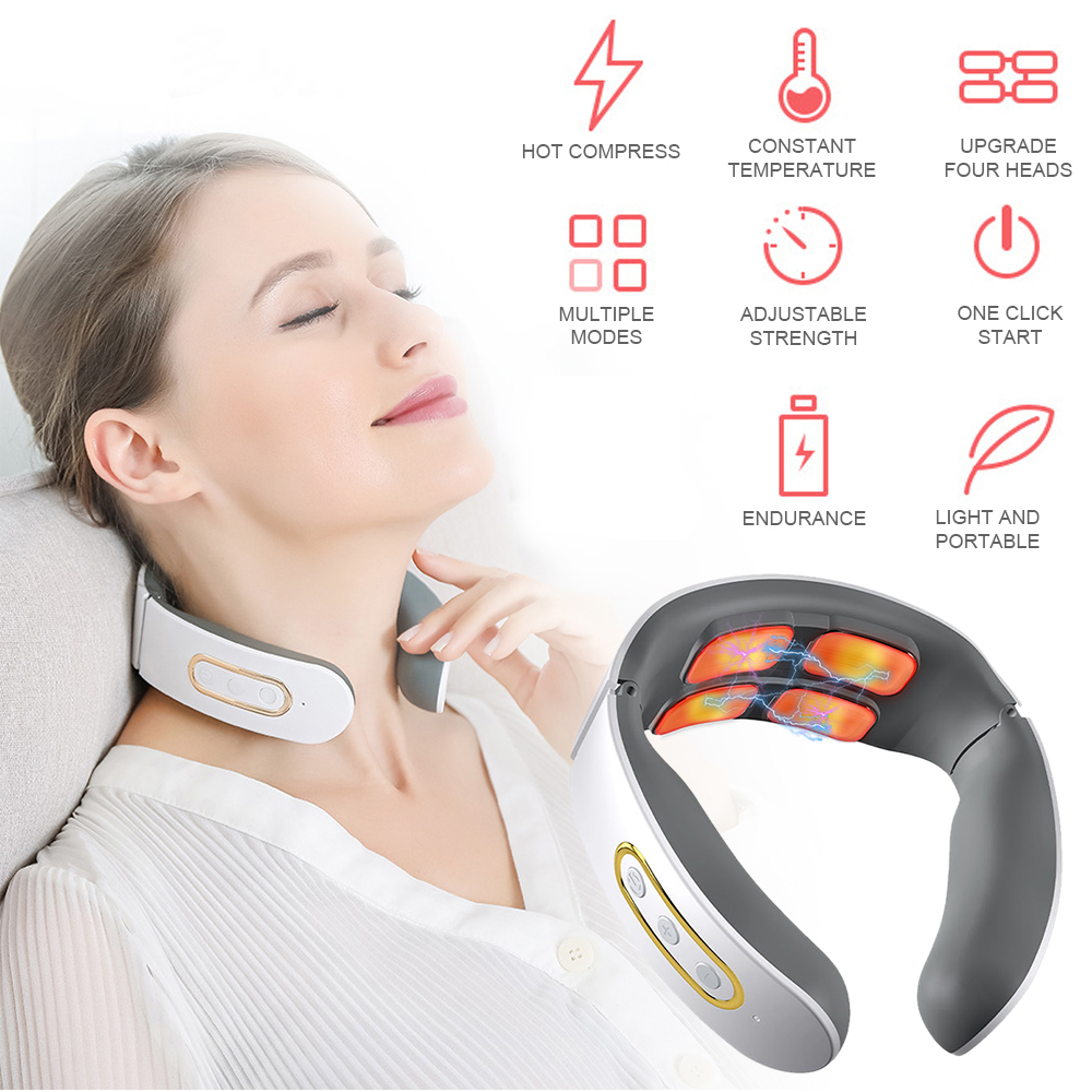Adjustable Heat Cervical Vertebra Relax, Electric Neck and Shoulder Pulse Massager, Pain Relief Kneading Machine